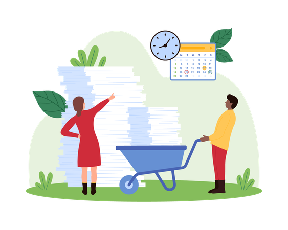 Business people facing Chaos in office paperwork storage  Illustration