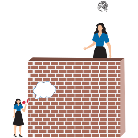 Business people facing communication gap  Illustration