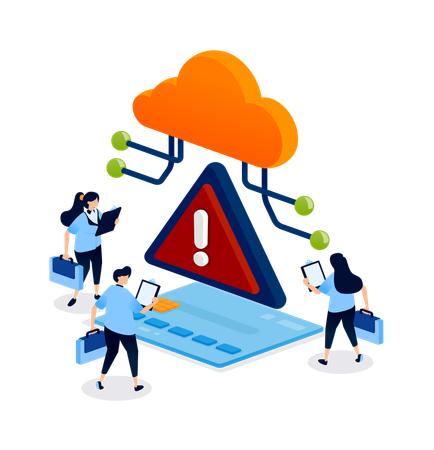Business people facing credit card error  Illustration