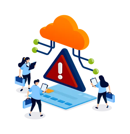 Business people facing credit card error  Illustration