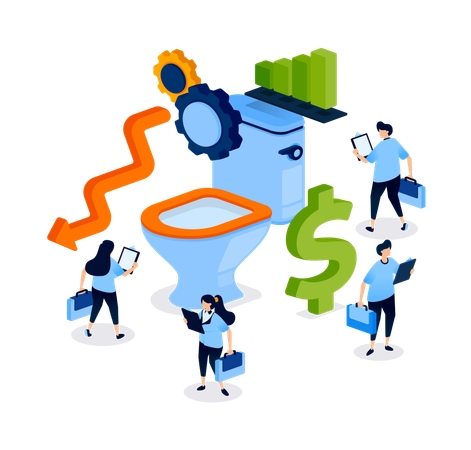 Business people facing failed analysis  Illustration