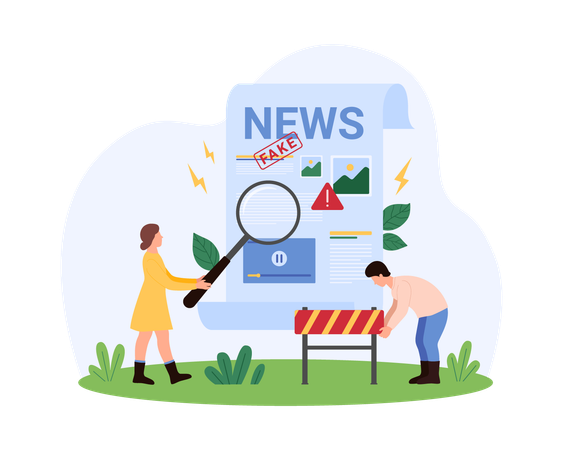 Business people facing fake news  Illustration