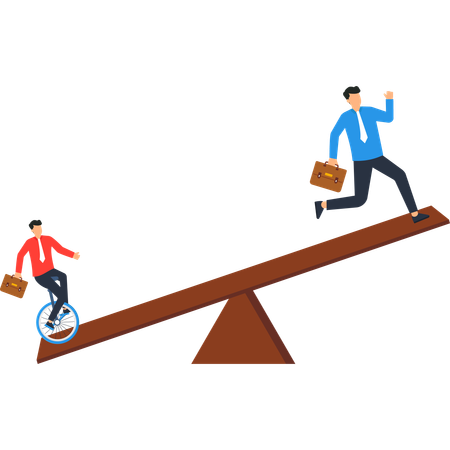 Business people facing business imbalance  Illustration