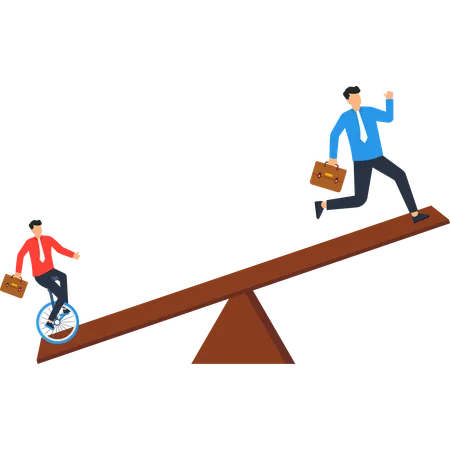Business people facing business imbalance  Illustration