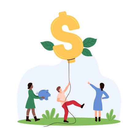 Business people facing inflation problem  Illustration