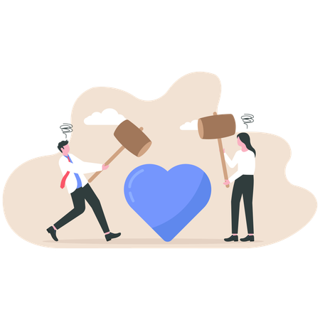 Business people facing love problems  Illustration