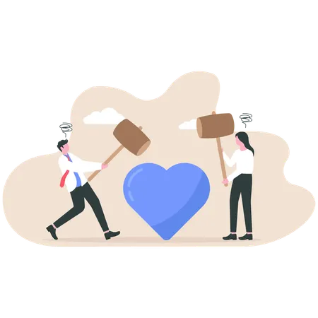 Business people facing love problems  Illustration
