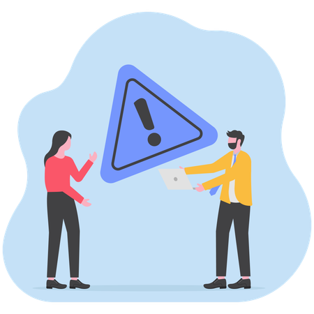 Business people facing warning error  Illustration
