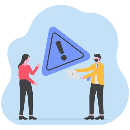 Business people facing warning error  Illustration