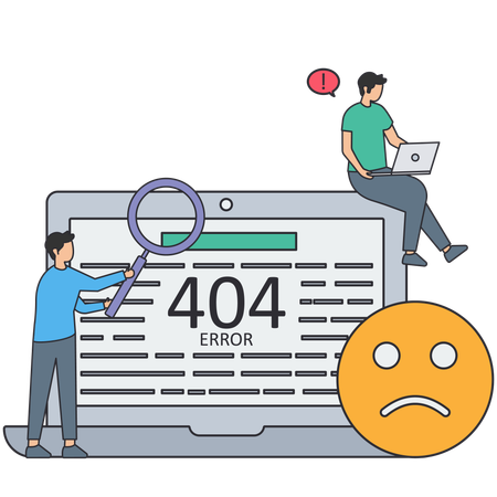 Business people facing website error  Illustration