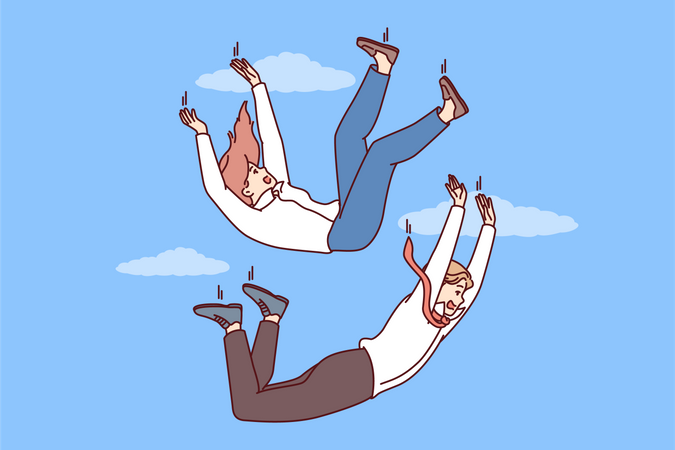 Business people falling down  イラスト
