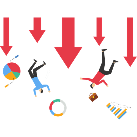 Business people falls from stock market  Illustration