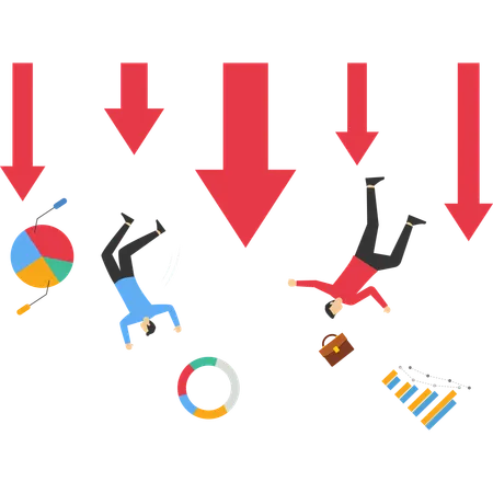 Business people falls from stock market  Illustration