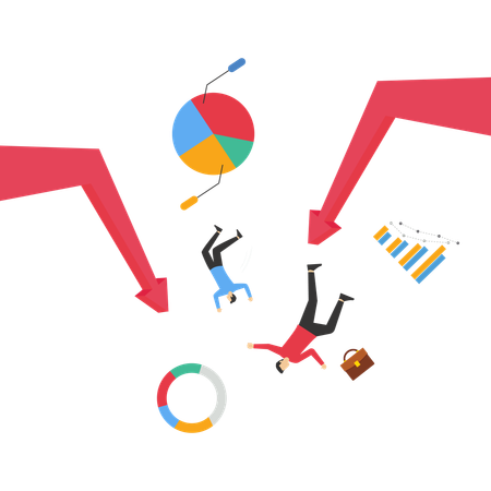 Business people falls from stock market  Illustration