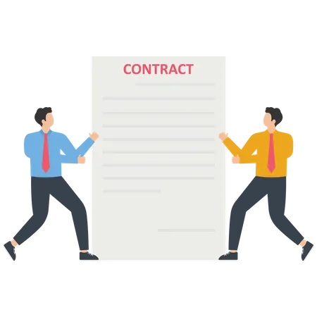 Business people fight for a contract  Illustration