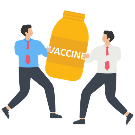 Business people fight for a vaccine  Illustration
