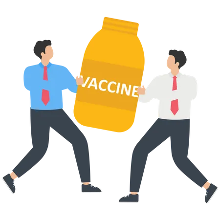 Business people fight for a vaccine  イラスト