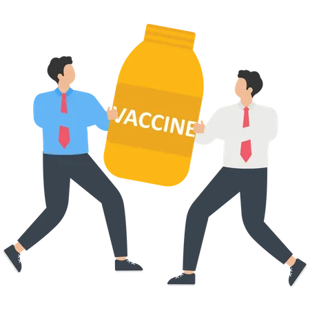 Business people fight for a vaccine  Illustration