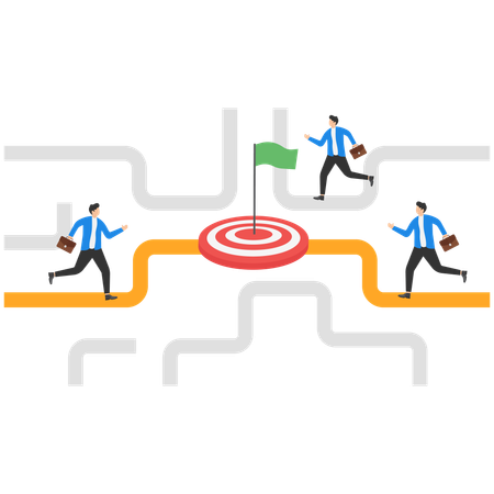 Business people finding business direction to solve problems  Illustration