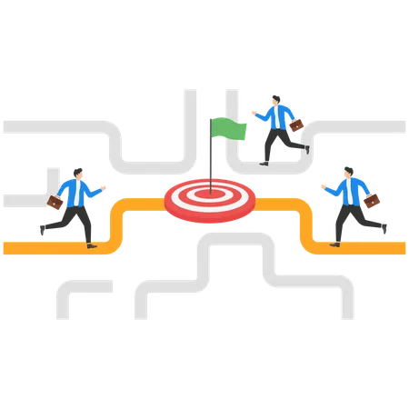 Business people finding business direction to solve problems  Illustration