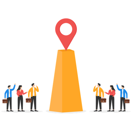 Business people finding business location  Illustration