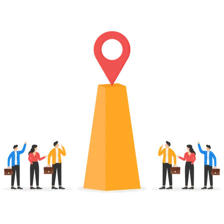 Business people finding business location  Illustration