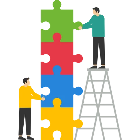 Teamwork Symbol Cooperation Partnership Vector Jigsaw Puzzle Is A Great Element Of Teamwork And Idea Search People Puzzle Connecting Elements Vector Illustration Flat Design Style Illustration