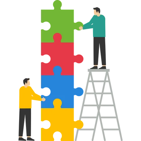 Business people fixing jigsaw piece  Illustration