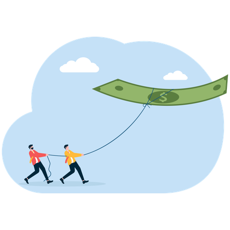 Business people flying money  Illustration