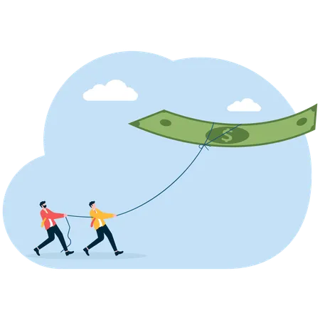 Business people flying money  Illustration