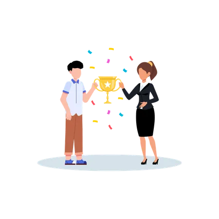 Business people getting Business Achievement  イラスト