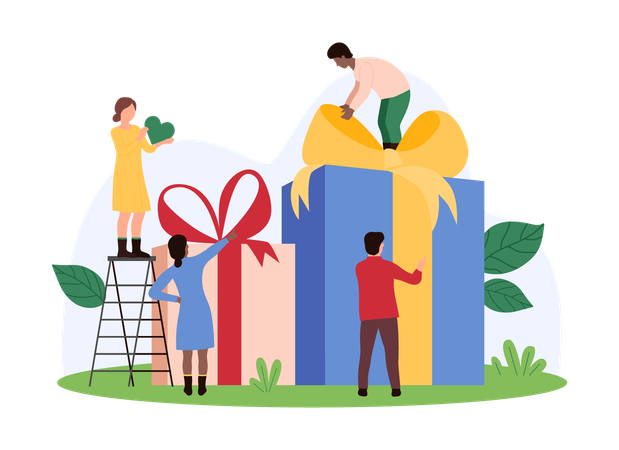 Business people getting business gift  Illustration