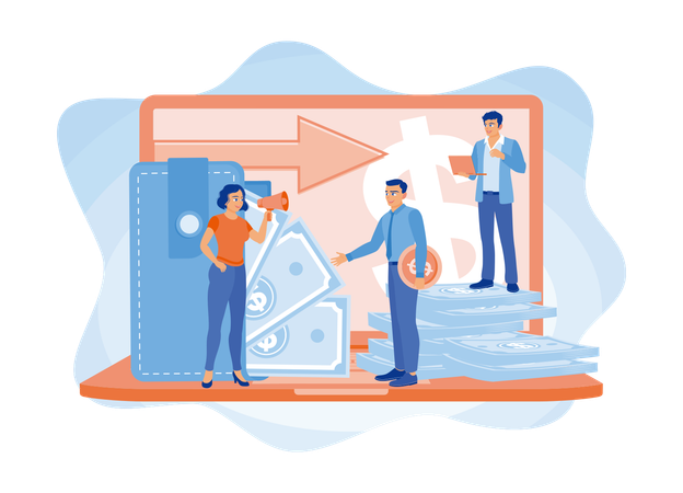 Business people getting dividends from investments  Illustration