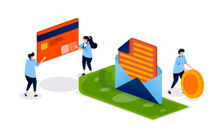 Business people getting email notification  Illustration