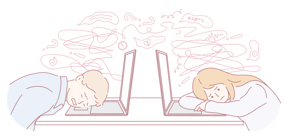 Business people getting exhausted due to work overload  Illustration