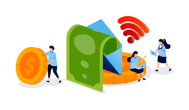 Business people getting financial notification  Illustration