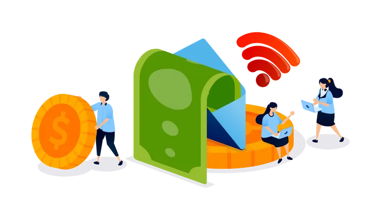 Business people getting financial notification  Illustration