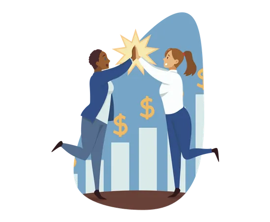 Business people getting financial profit  Illustration