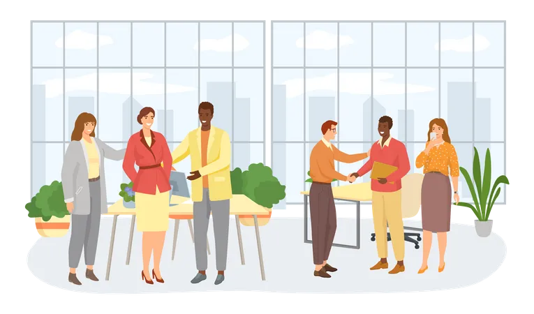 Business people getting promoted at office Illustration