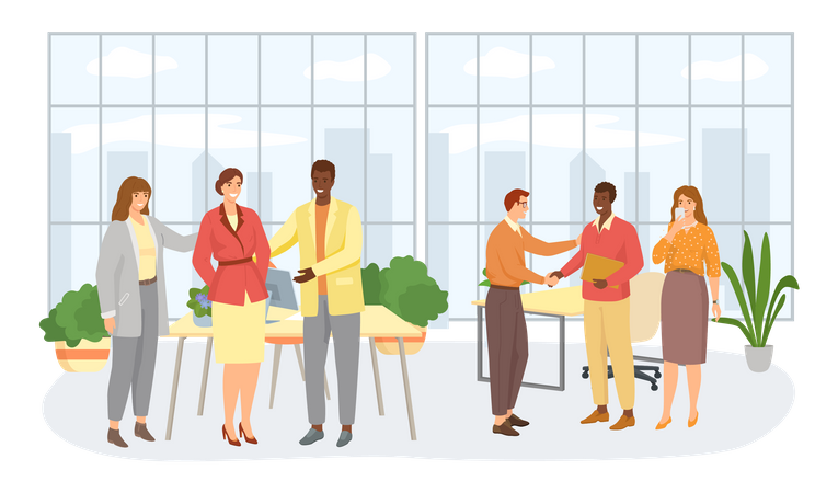 Business people getting promoted at office  Illustration