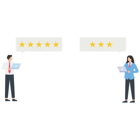 Business people give a rating for mobile app review  Illustration