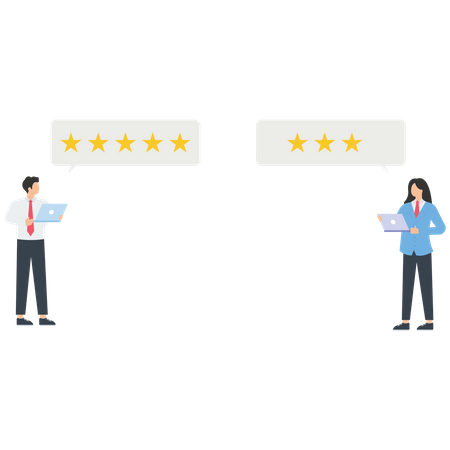 Business people give a rating for mobile app review  Illustration