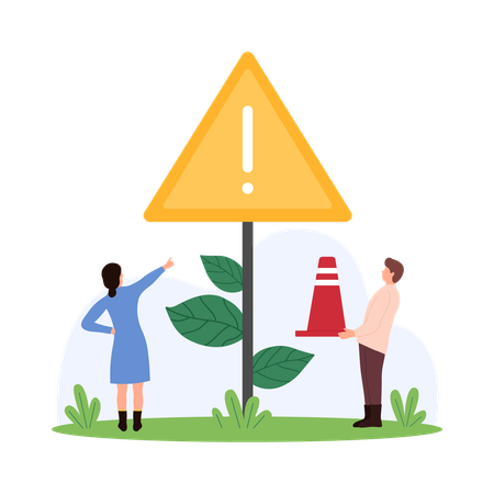 Business people giving business warning  Illustration