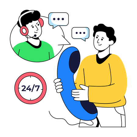 Business people giving Call Support  Illustration