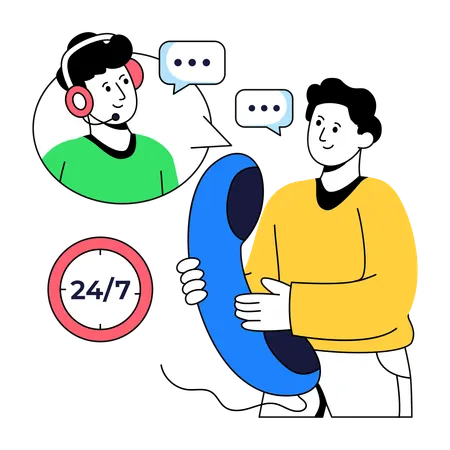 Business people giving Call Support  Illustration
