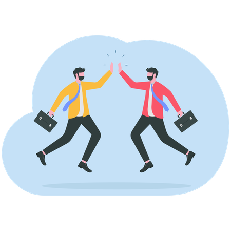 Business people giving high five  Illustration