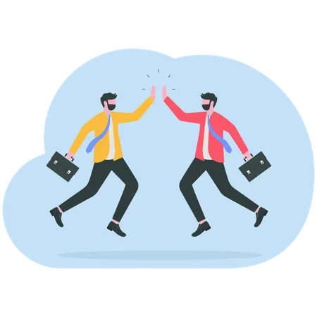 Business people giving high five  Illustration