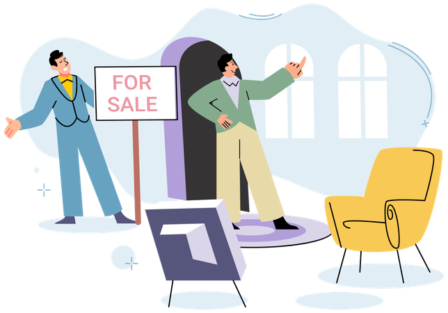 Business people giving house for sale  Illustration