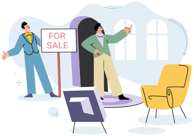 Business people giving house for sale  Illustration