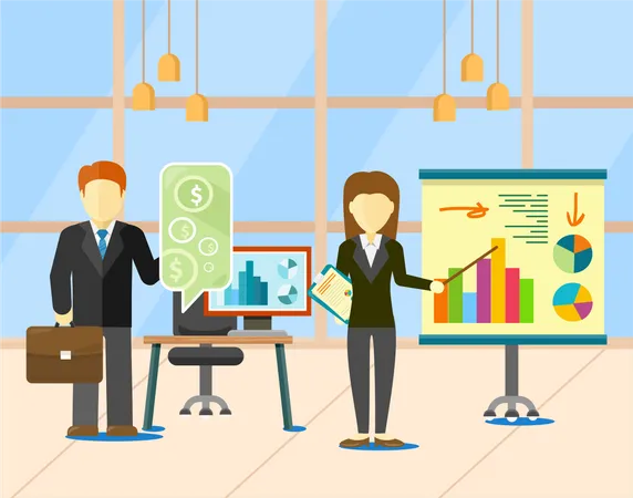 Business people giving presentation  Illustration